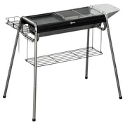 Gratar gradina/camping cu carbuni, portabil, grill dreptunghiular, cu rafturi, structura inox, 96x61x72 cm