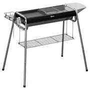 Gratar gradina/camping cu carbuni, portabil, grill dreptunghiular, cu rafturi, structura inox, 96x61x72 cm