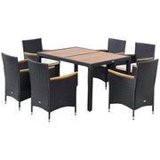Set mobilier gradina/terasa, PE ratan, otel, negru si bej, 1 masa, 6 fotolii, Adelia