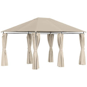 Pavilion/foisor pentru gradina/terasa, cadru metalic, cu perdele, bej, 4x3x2.64 m