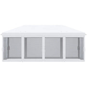 Pavilion/foisor pentru gradina/terasa, cadru metalic, cu plasa pentru insecte, alb si negru, 5.85x2.95x2.70 m