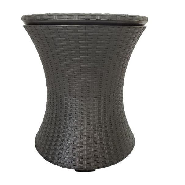 Asztal/bár, szintetikus rattan, állítható magasságú, jégtartóval, barna, 49x57/82 cm