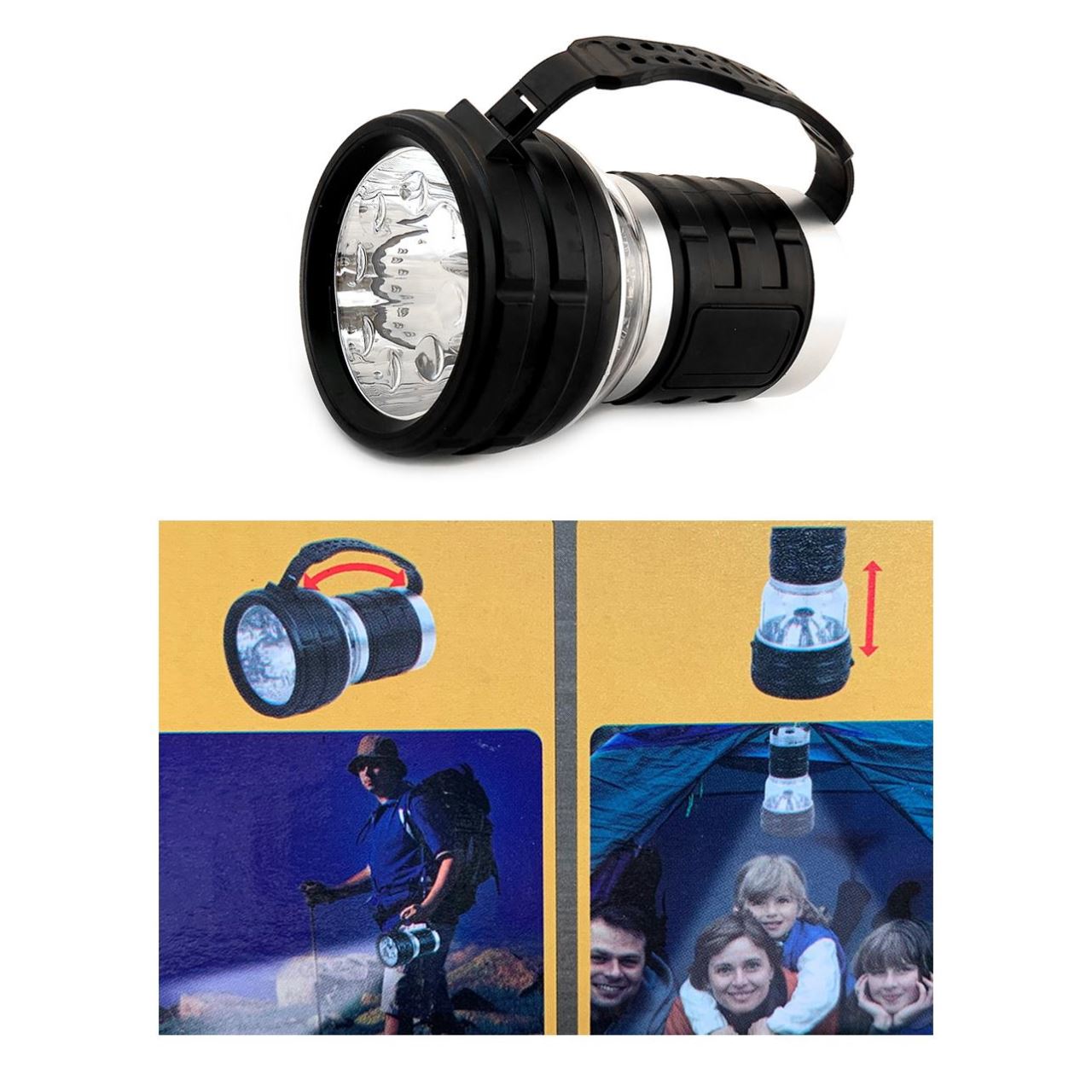 eXlight újratölthető zseblámpa, 12 LED, 3 x D, Strend Pro