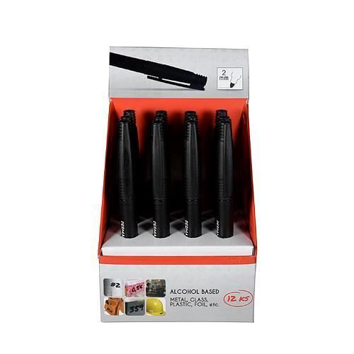 Vékony permanens filctoll, 2 mm, fekete, 12 darabos készlet, Strend Pro