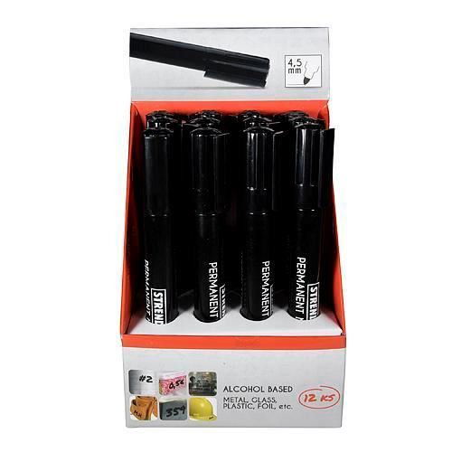 Permanens marker 4,5 mm, fekete, 12 darabos készlet, Strend Pro