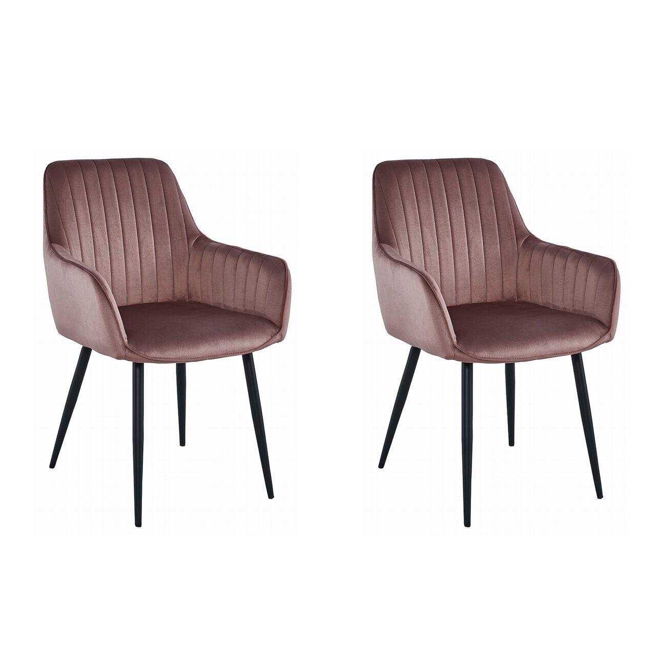 Set 2 scaune bucatarie/living,  Artool, solden, catifea, metal, roz si negru, 55x45.5x83.5 cm