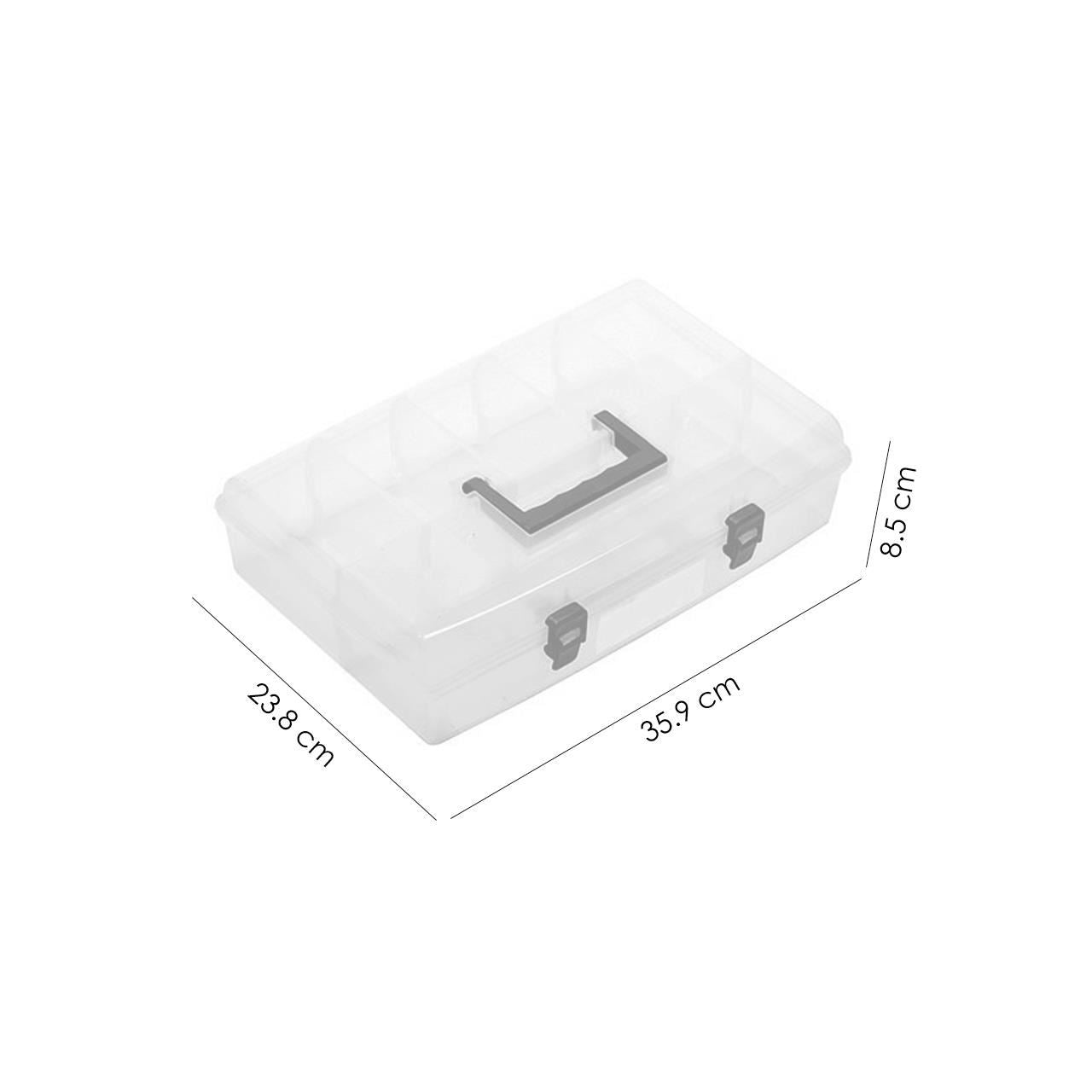 Rendszerező doboz, fogantyúval, 6 rekesszel, 35,9x23,8x8,5 cm, Strend Pro