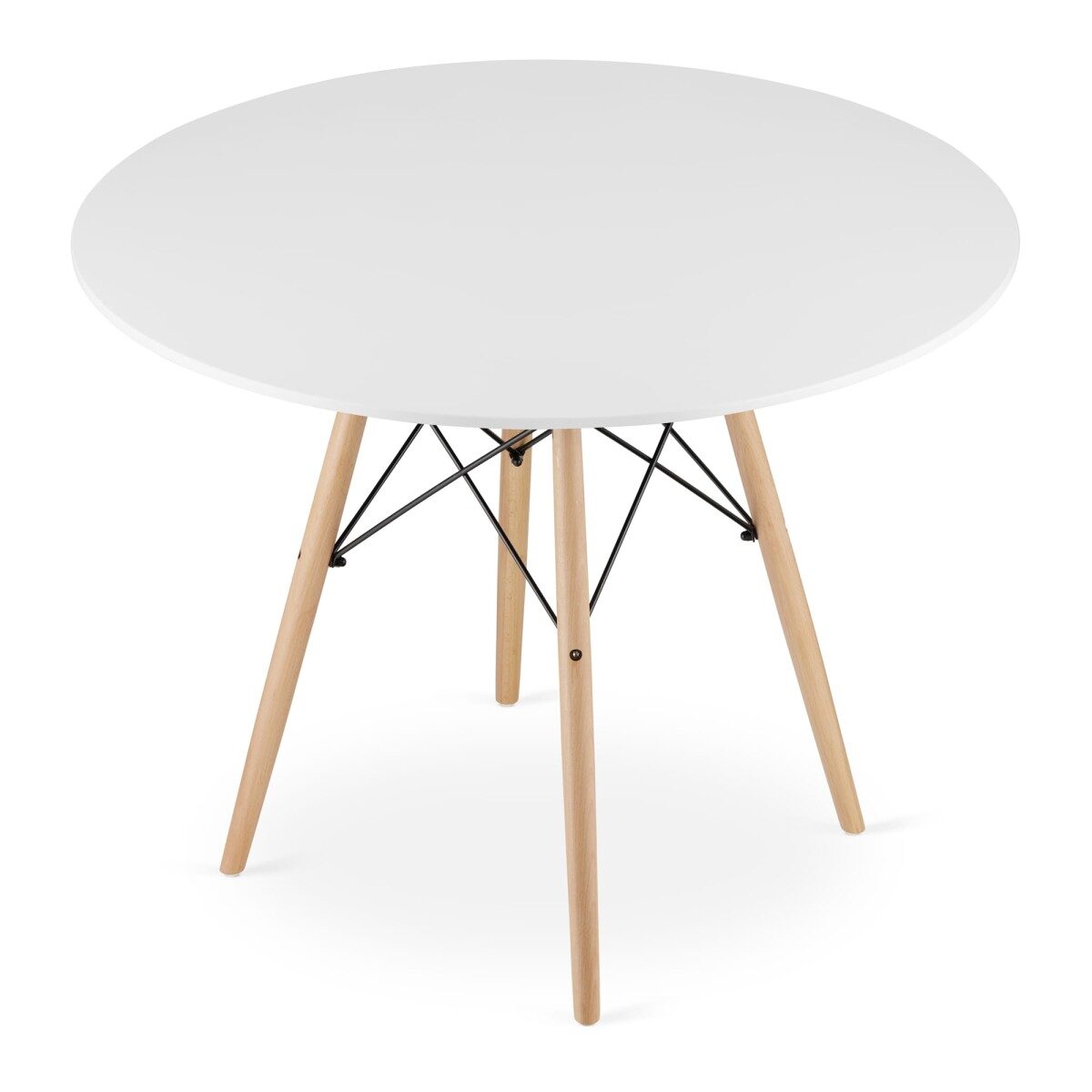 Masa stil scandinav, Artool, rotund, MDF si lemn, alb, 100x72 cm