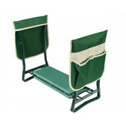 Suport genunchi pentru gradinarit, Jumi, 3 in 1, cu buzunare laterale, spuma si metal, verde, 59x28x49 cm