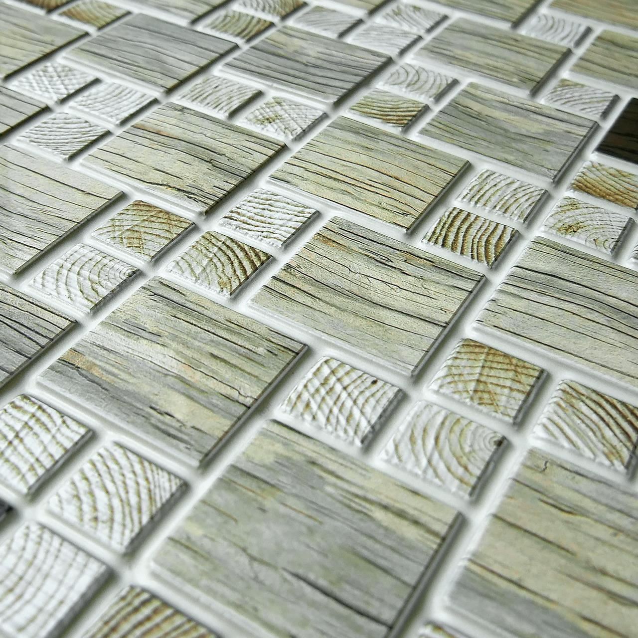 Dekoratív panel, PVC, mozaikminta, csíkos, szürke árnyalatok, 96x48,5 cm
