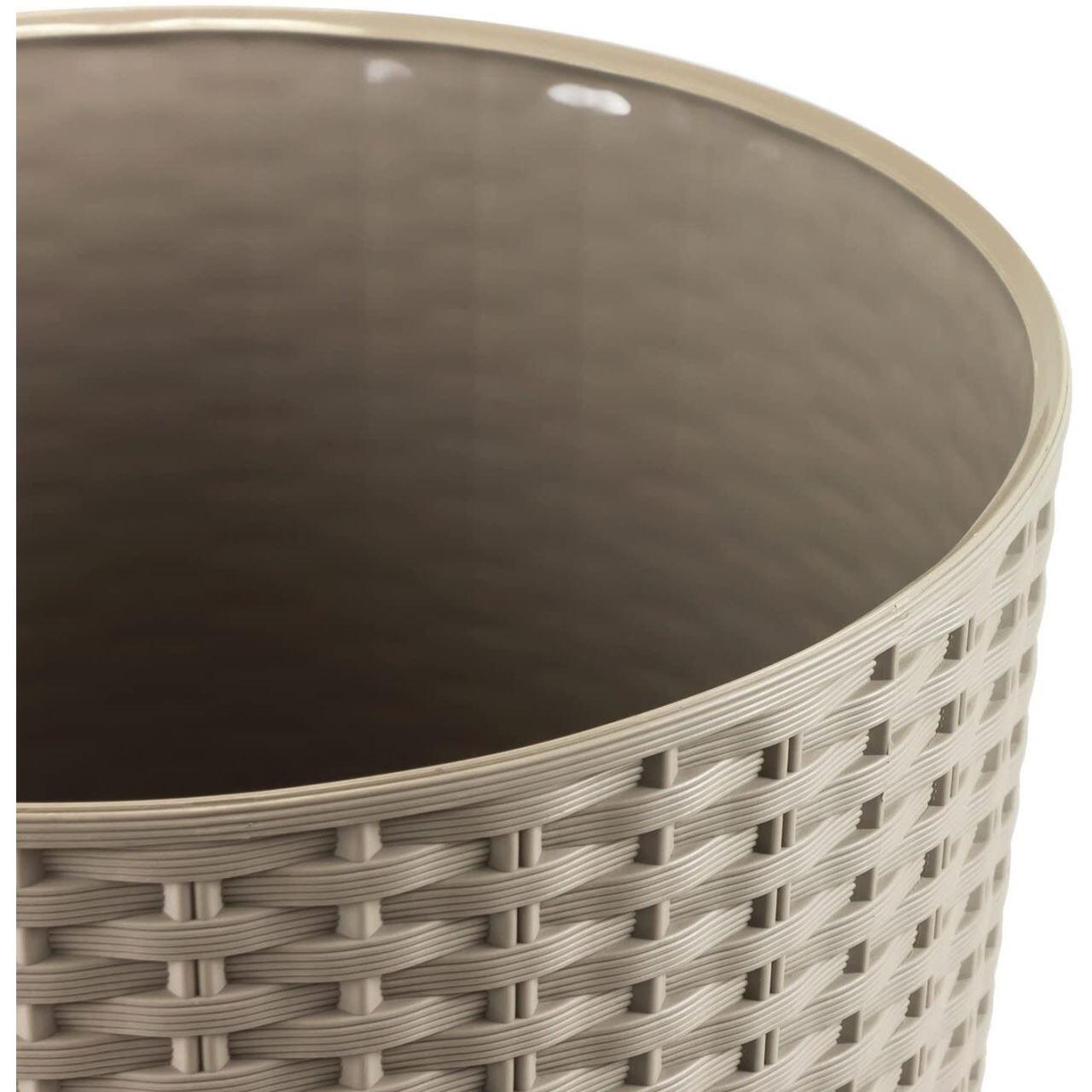Ghiveci decorativ de flori, Prosperplast, Rato, imitatie ratan, rotund, inalt, cafeniu, 40x76.3 cm
