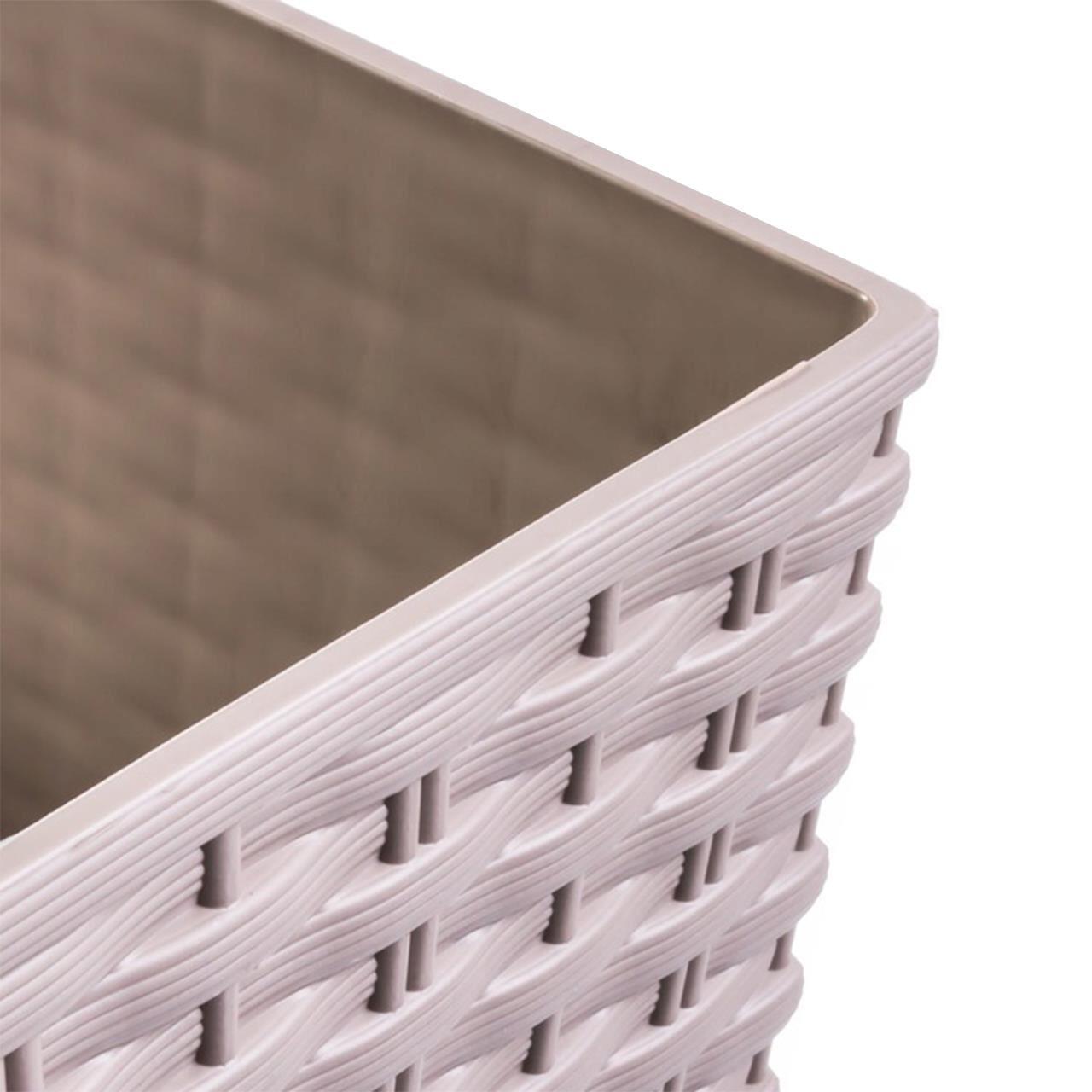 Ghiveci decorativ de flori, Prosperplast, Rato, imitatie ratan, patrat, cafeniu, 32.5x32.5x61 cm