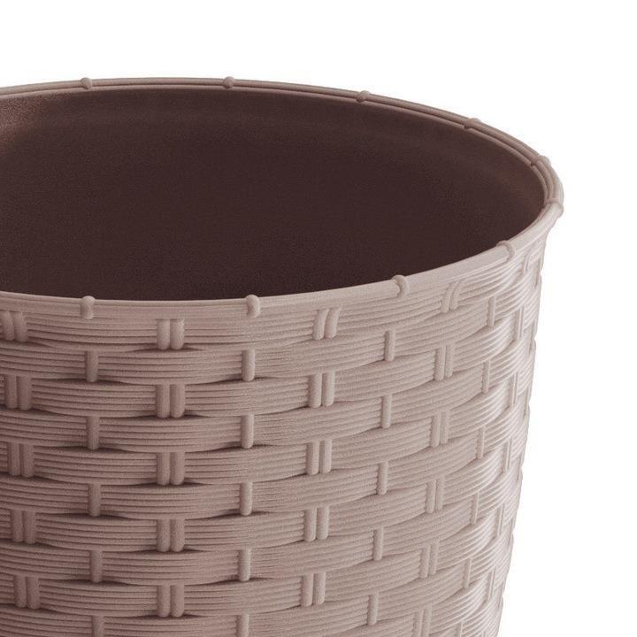 Ghiveci decorativ de flori, Prosperplast, Ratolla, imitatie ratan, rotund, cafeniu, 25x21.9 cm