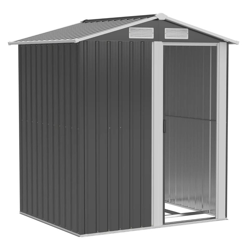 Casuta/magazie/sopron de gradina pentru depozitare unelte, cu structura baza inclusa, otel si PP, gri, 152x132x188 cm