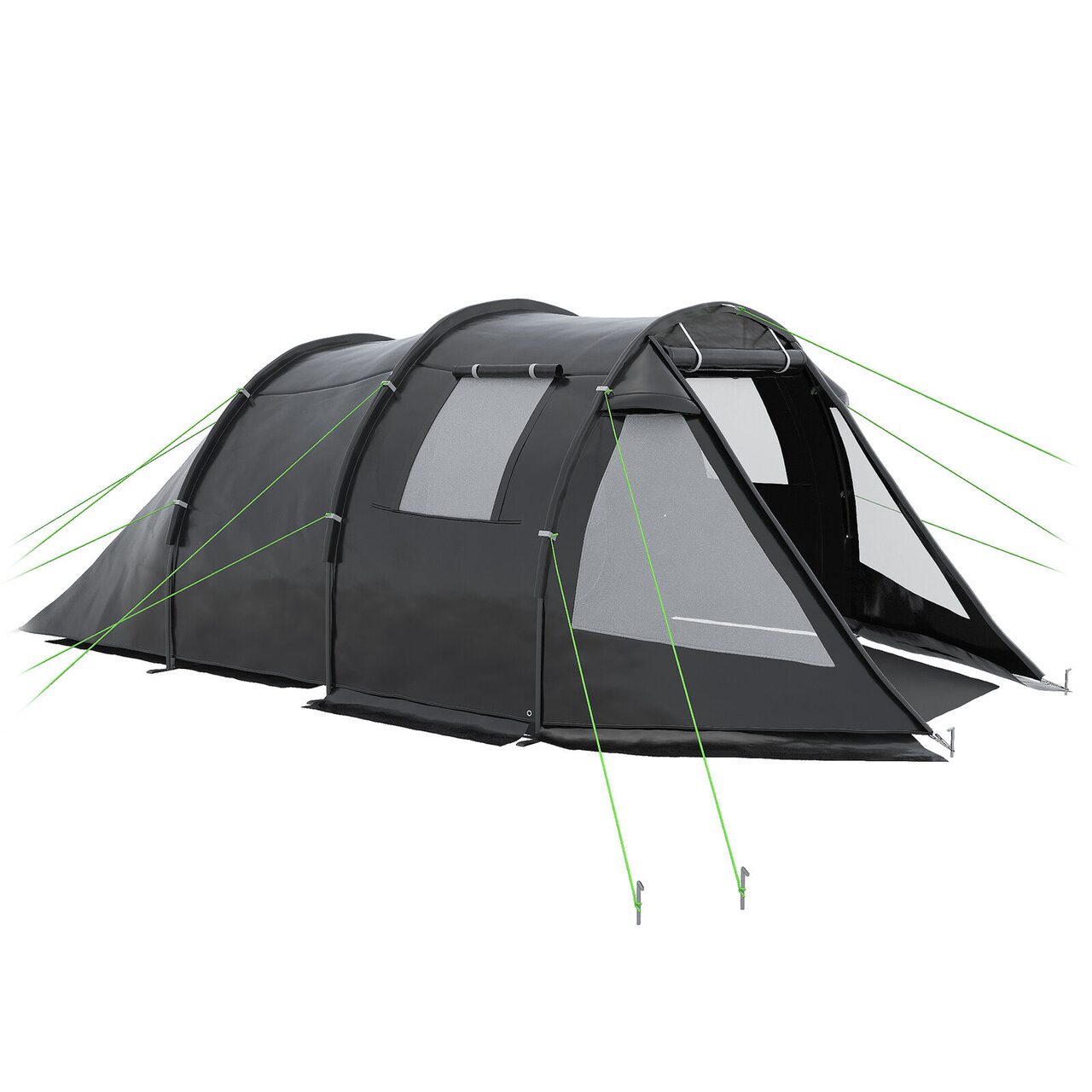 Cort camping, 3-4 persoane, impermeabil, cu vestibul, negru, 475x264x172 cm