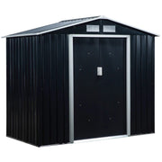 Casuta/magazie/sopron de gradina pentru depozitare unelte, cu structura baza inclusa, otel si PP, gri inchis, 213x130x185 cm