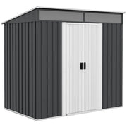 Casuta/magazie/sopron de gradina pentru depozitare unelte, cu structura baza inclusa, otel, gri, 195x122x181.5 cm