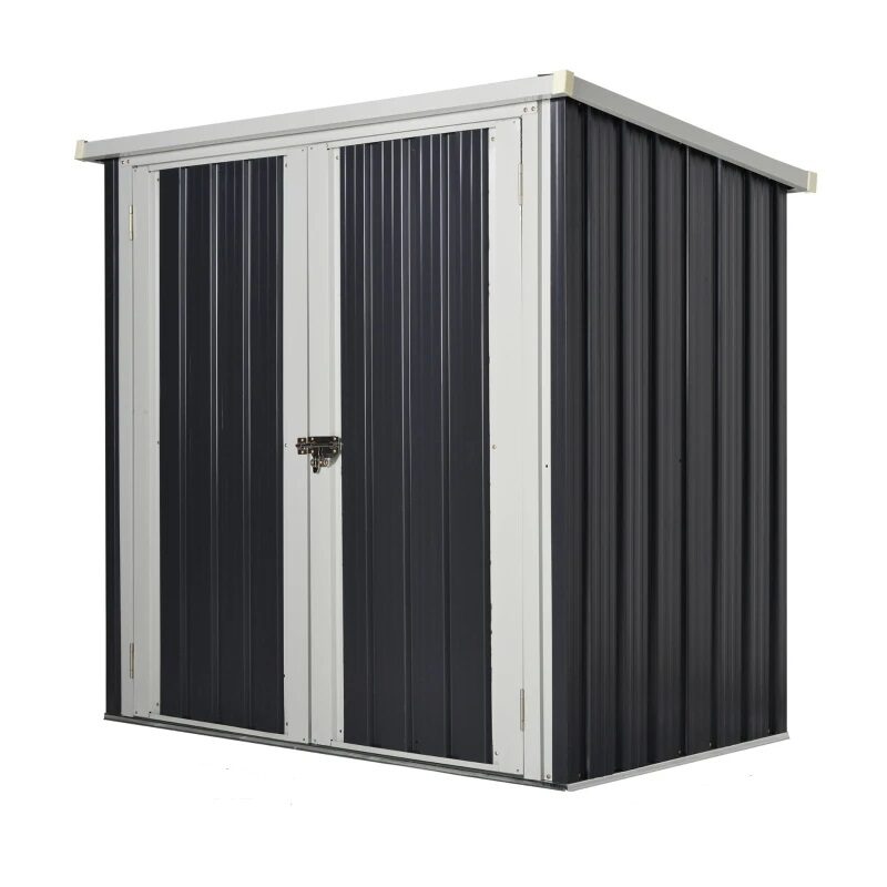 Casuta/magazie/sopron de gradina pentru depozitare unelte, otel si PP, negru, 147x86x134 cm