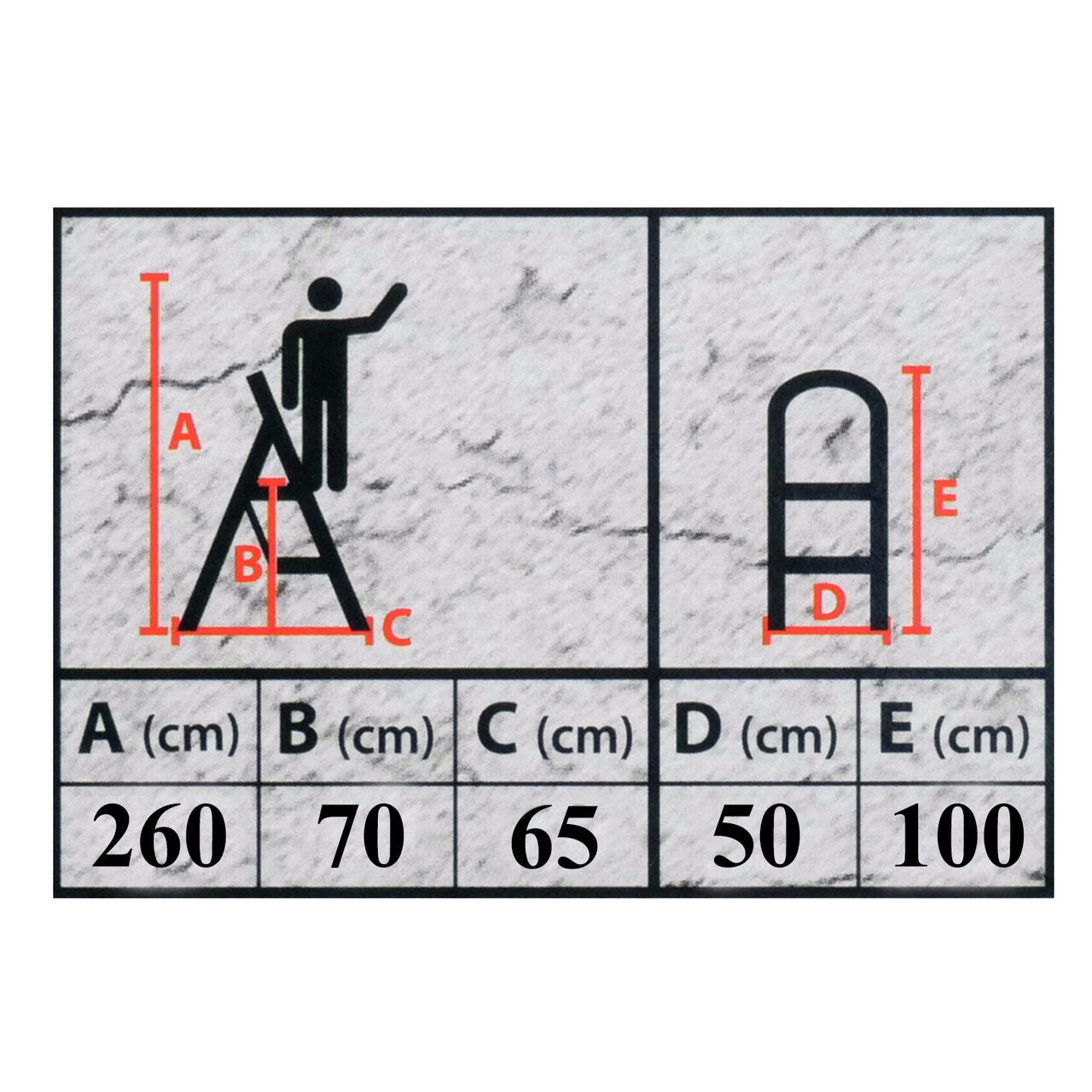 Acéllétra, 3 fokos, max. 150 kg, 70 cm