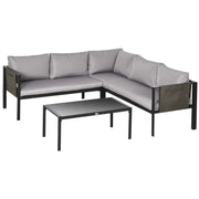 Set mobilier gradina/terasa, gri si negru, 1 masa, 3 canapele, Kayden