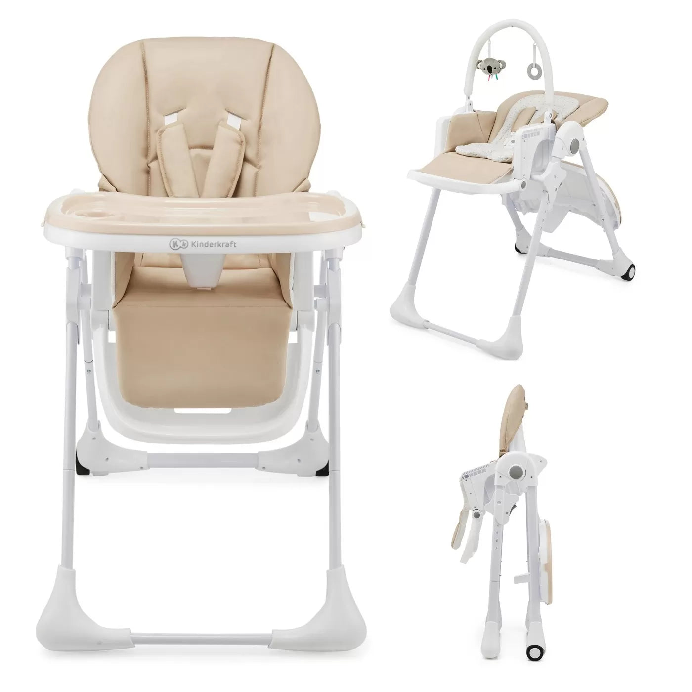 Scaun de masa kinderkraft tummie, pliabil, beige
