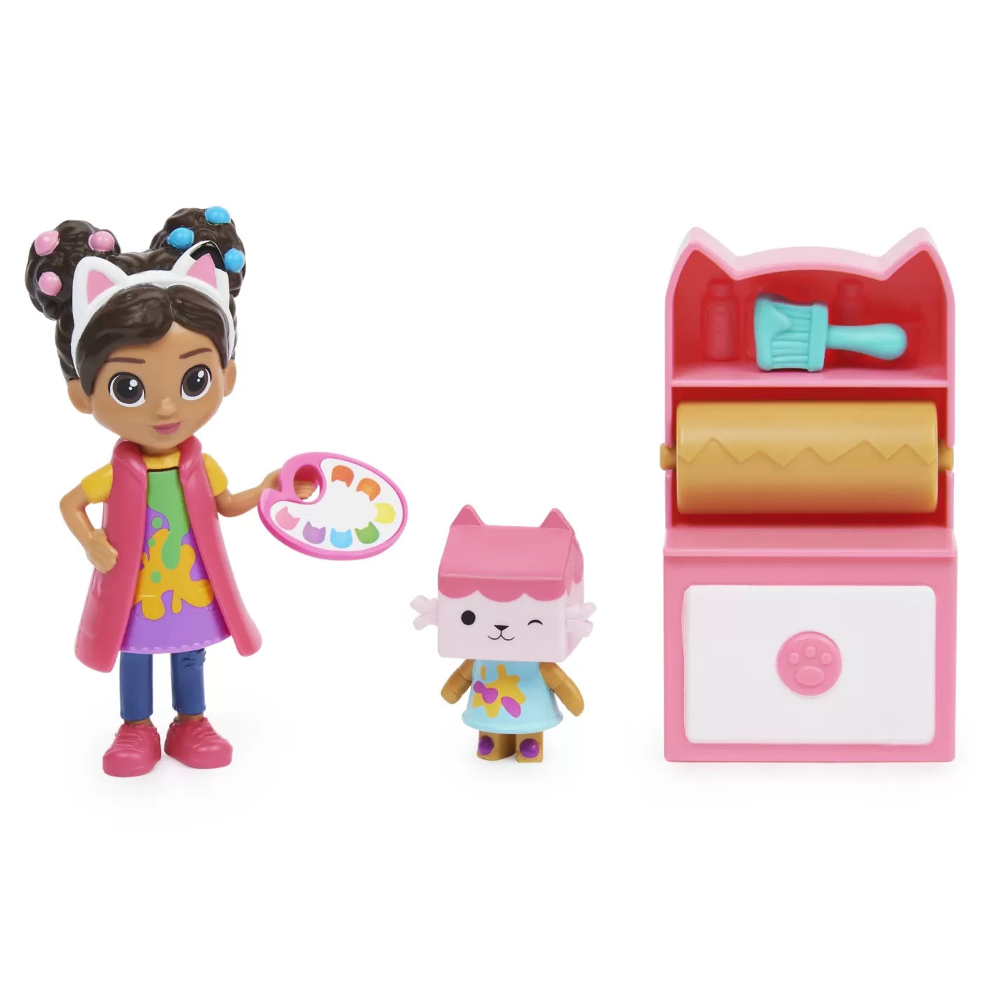 Gabbys dollhouse set papusa 9.7cm cu pisicuta studioul de arta a lui gabby