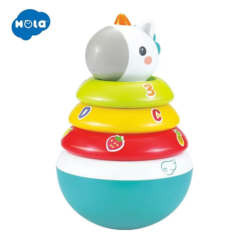 Hopa mitica roly poly unicorn cu inele pentru stivuit