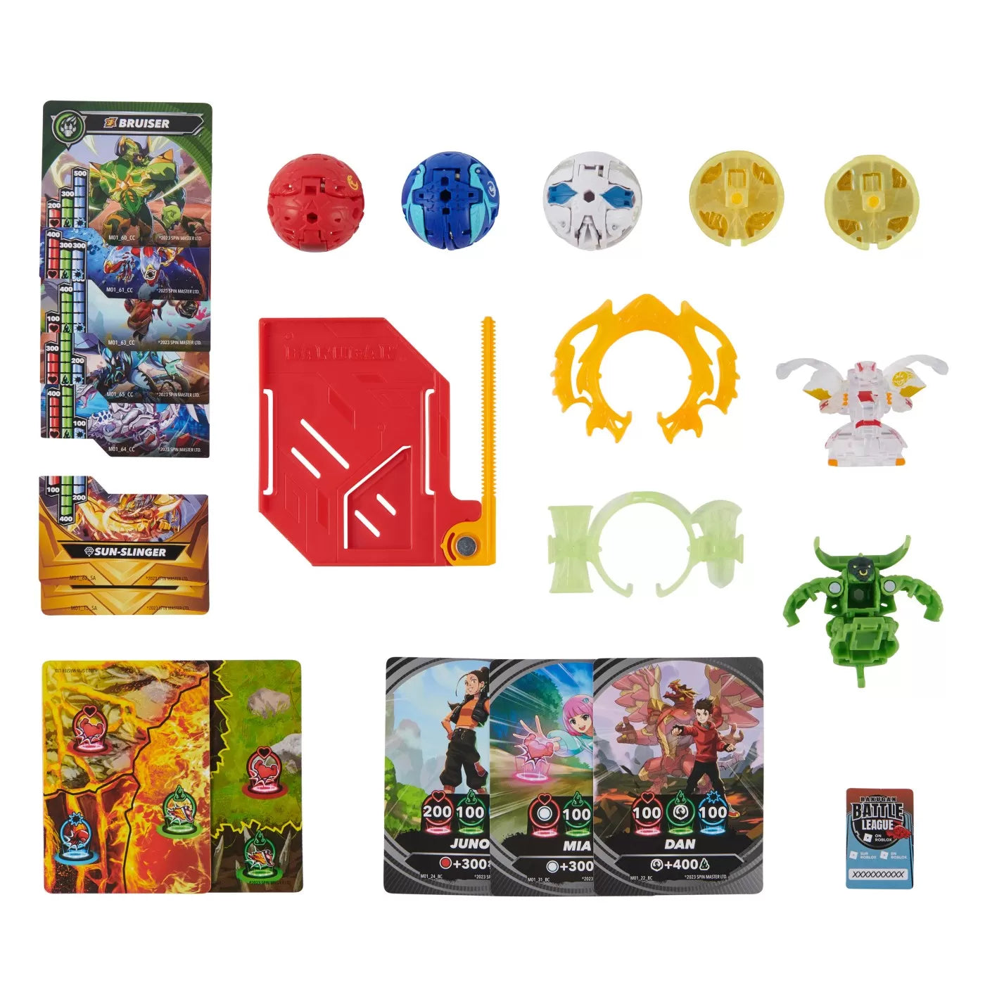 Bakugan harci készlet: Bruiser, Dragonoid, Hammerhead, Titanium Dragonoid és Nillius