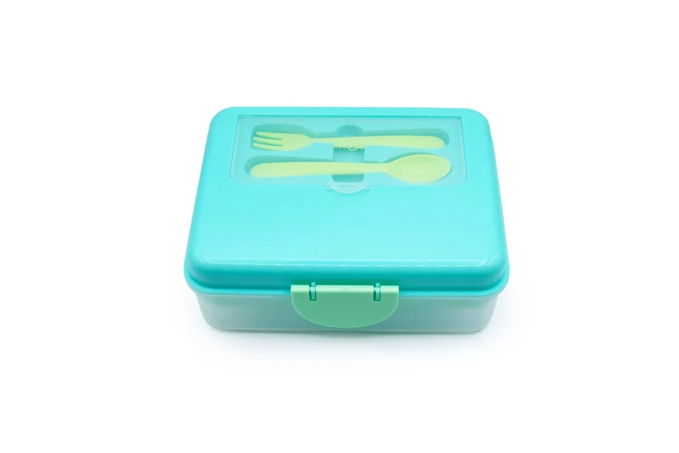 Cutie pranz bento 2 nivele cu tacamuri melii blue mint lime