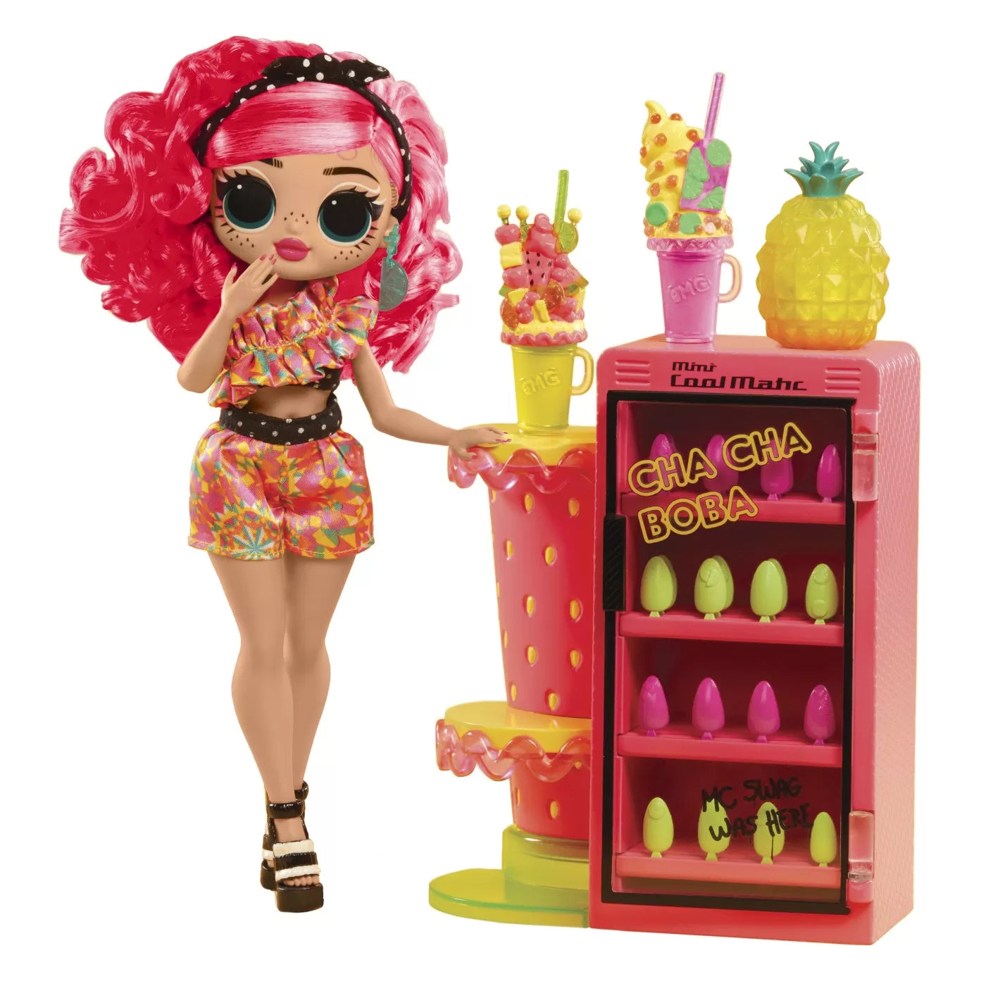 L.o.l. surprise! omg sweet nails pinky pops fruit shop set papusa cu accesorii