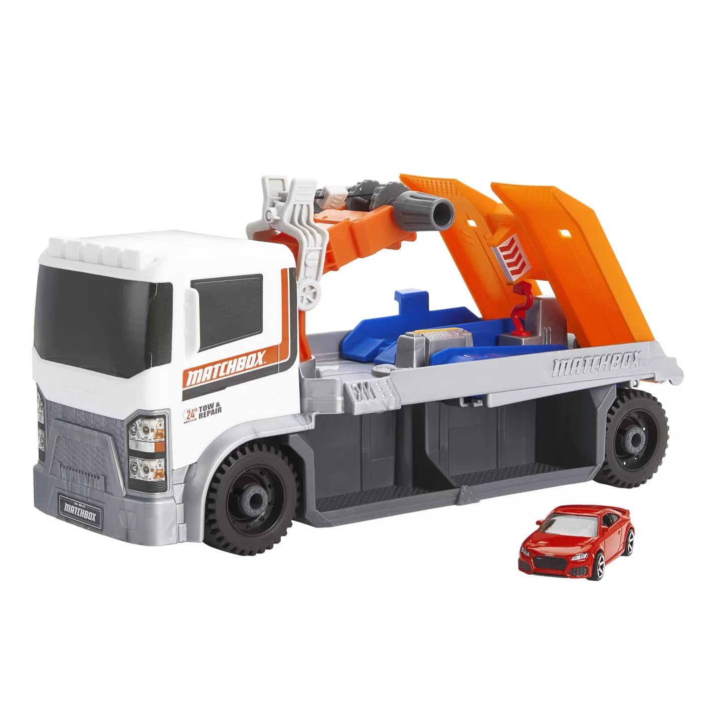 Matchbox akcióautó-javítóműhely és vontató