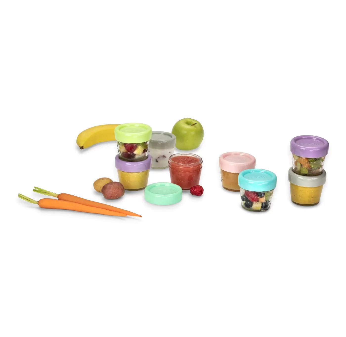 6 darabos üveg bébiétel-tároló készlet, melii, 118 ml