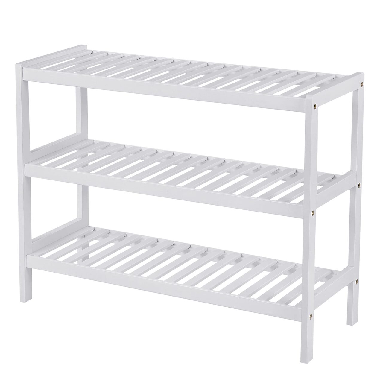 Suport depozitat incaltaminte, Artool, 3 polite, lemn bambus, alb, 70x26x55 cm