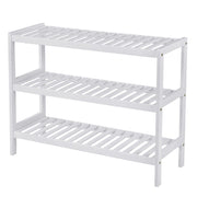 Suport depozitat incaltaminte, Artool, 3 polite, lemn bambus, alb, 70x26x55 cm