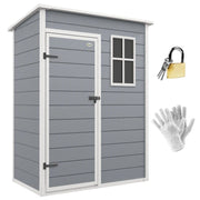 Casuta/magazie de gradina pentru depozitare unelte, aluminiu si PP, cu manusi, lacat si chei, gri, 151x92x193 cm