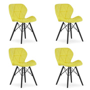 Set 4 scaune stil scandinav, Artool, Lago Velvet, catifea, lemn, galben si negru, 47x52x73.5 cm