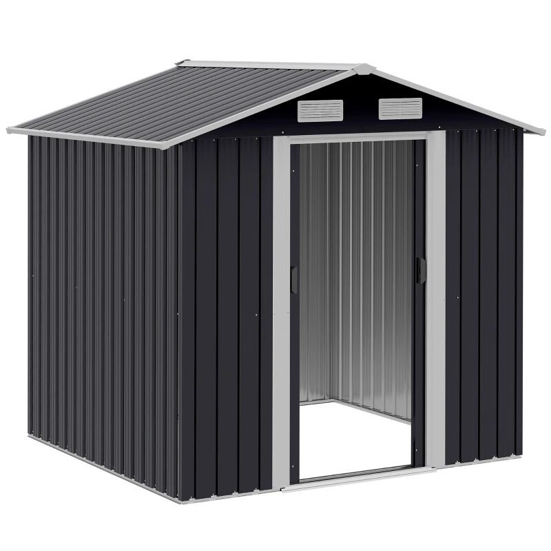 Casuta/magazie/sopron de gradina pentru depozitare unelte, otel, negru, 195x153x188 cm