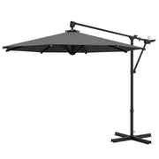 Umbrela gradina/terasa, articulatie tip banana, rotativa, cu manivela, gri, 292 cm