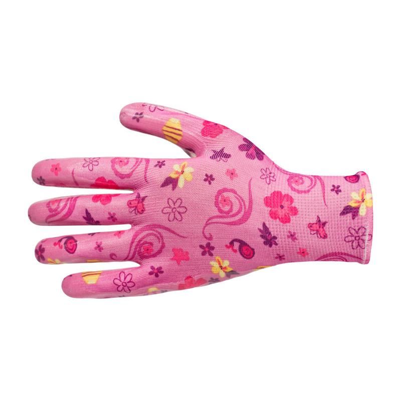 Manusi gradina, nitril si poliester, model floral mov, marime universala, Beorol