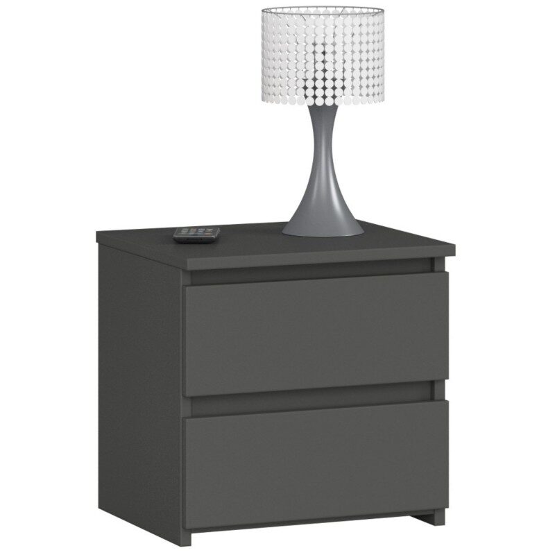 Comoda/noptiera, placa laminata, 2 sertare, gri grafit, 40x35x40 cm