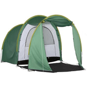 Cort camping, 4-6 persoane, impermeabil, material Oxford, cu vestibul, husa, verde, 410x240x195 cm