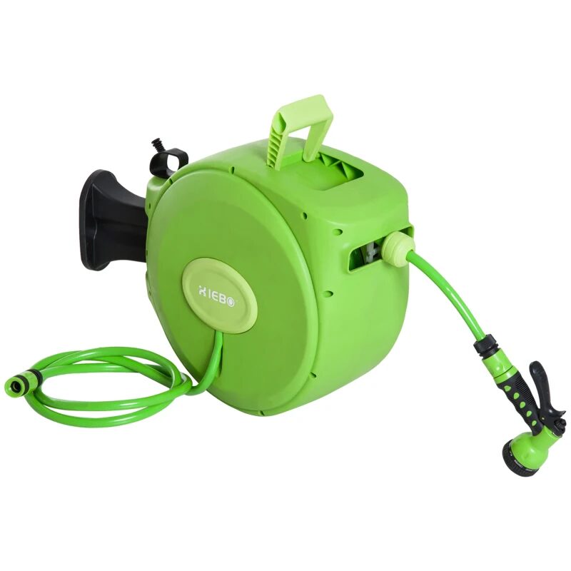 Furtun cu tambur/rola pentru gradina, retractabil/automat, portabil, pentru perete, 1/2", 9 moduri, 20 m