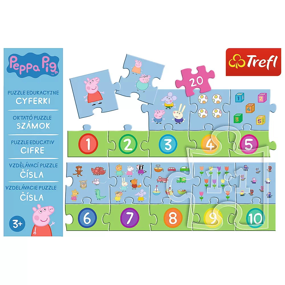 Puzzle educational 20 piese numere peppa pig