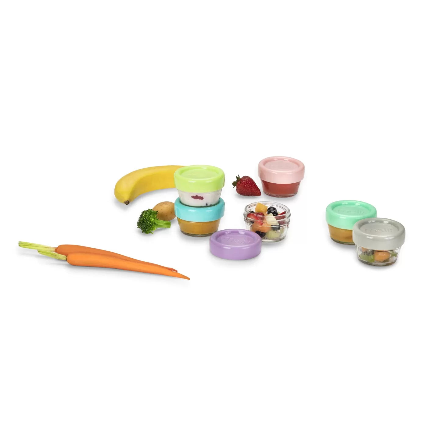 6 db-os üveg bébiétel-tároló készlet, melii, 59 ml