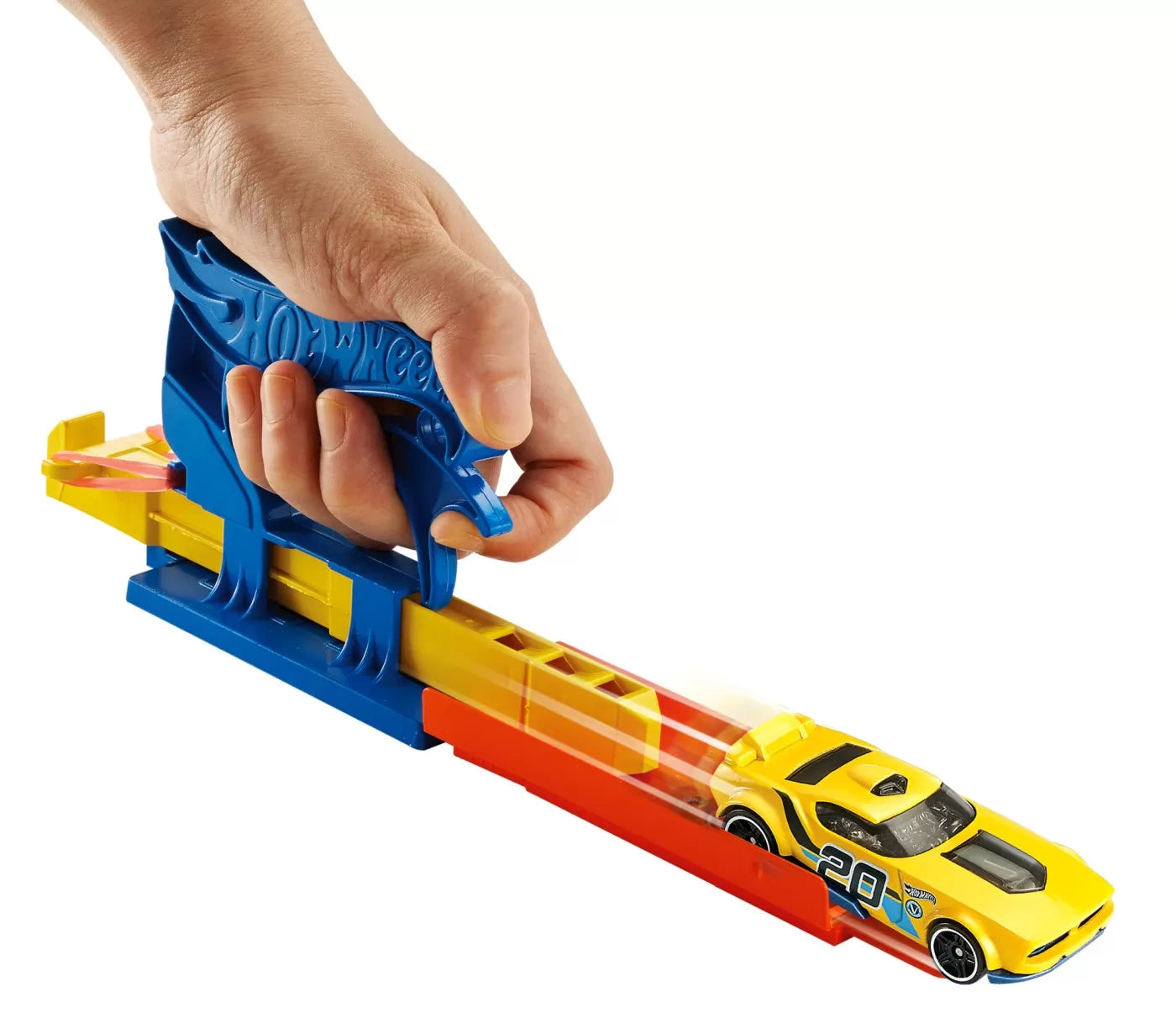 Hot Wheels kék hordozható kilövő és autó szett