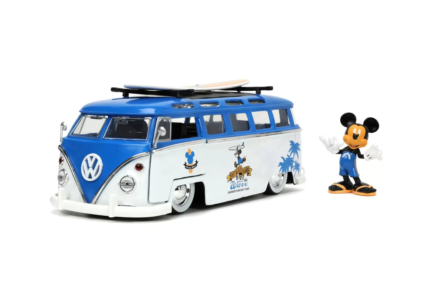 Jada fém autó Volkswagen T1 busz 1-24 méretarányú és Mickey egér figura