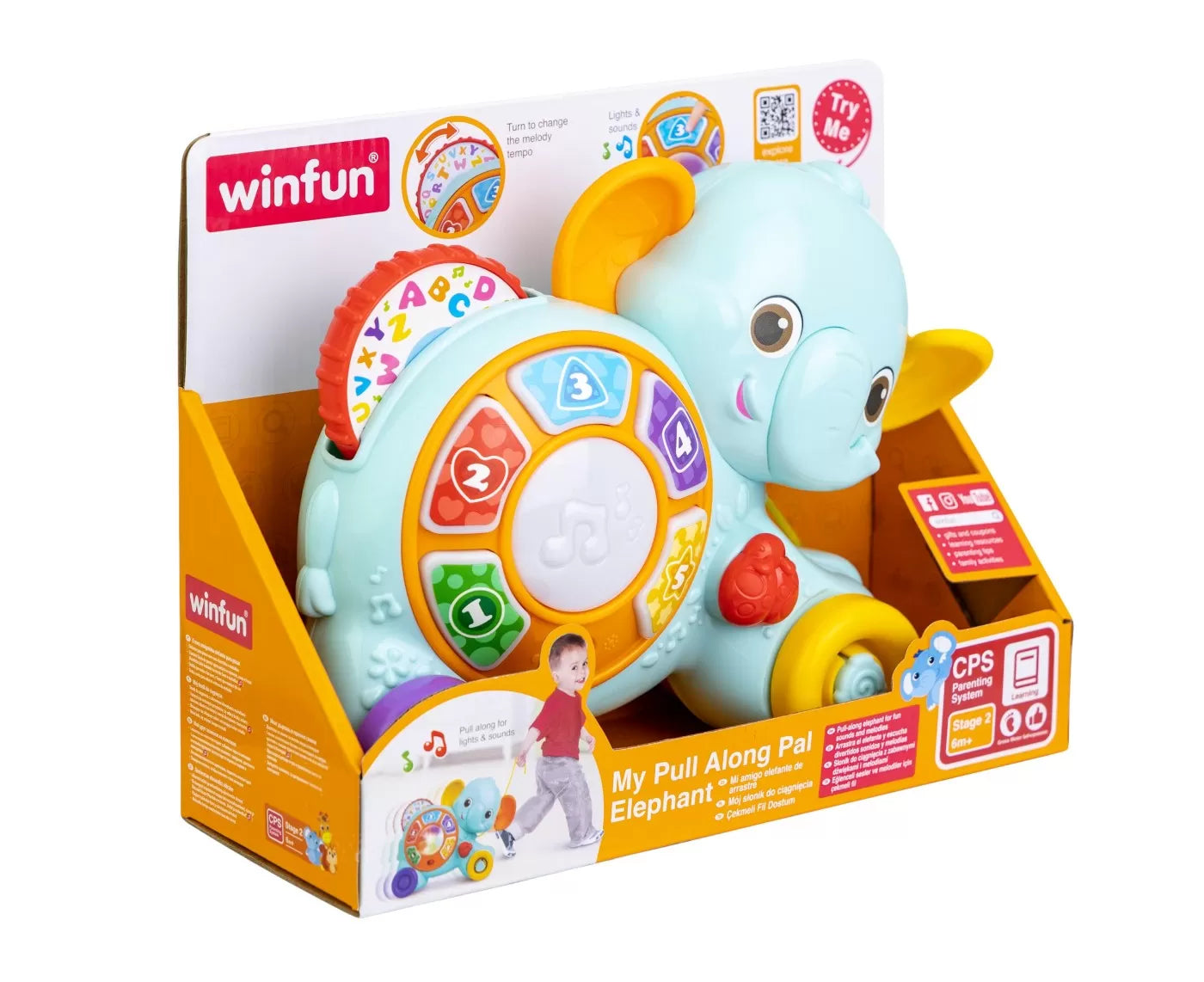 Winfun jucarie de tras elefant cu sunete si lumini