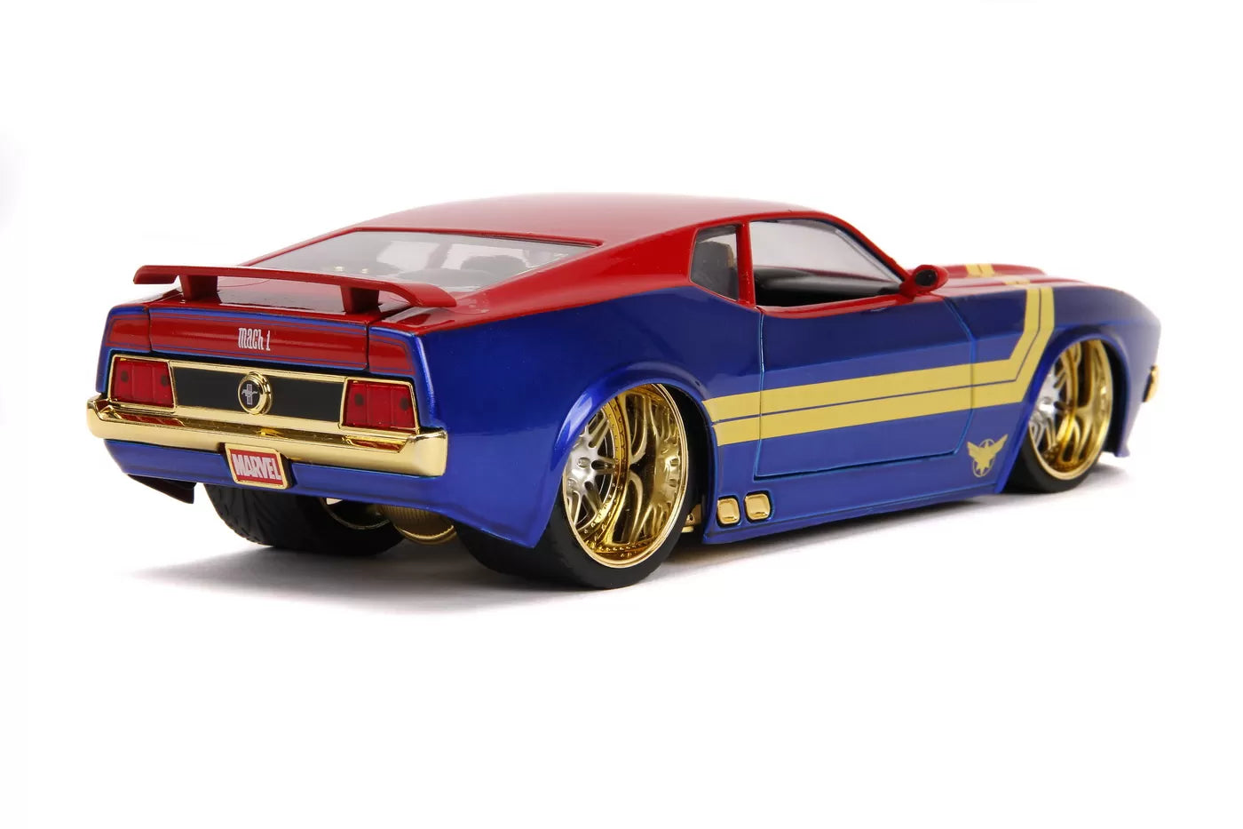 Captain Marvel 1973 Ford Mustang Mach 1 öntött autómodell, 1-24 méretarányú