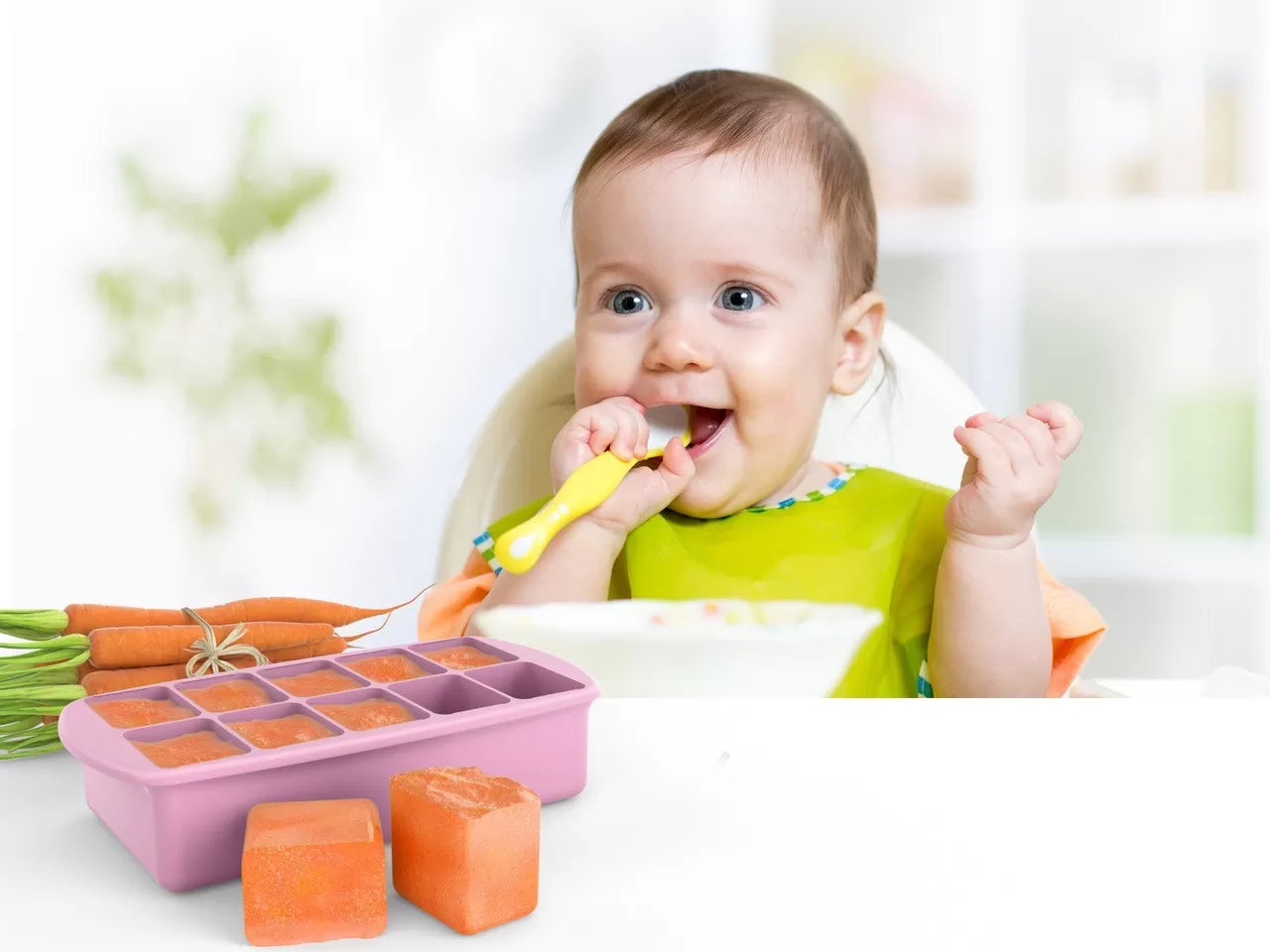 Recipient refrigerare hrana bebe, melii, roz 59 ml x 10 cub