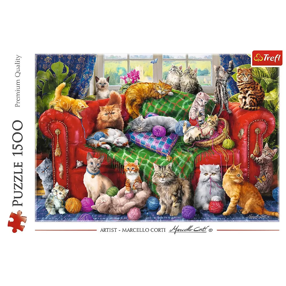 Puzzle trefl 1500 kiscicák a kanapén